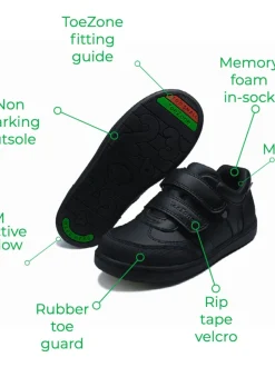 ToeZone Black Twin Strap Love Heart School Shoes