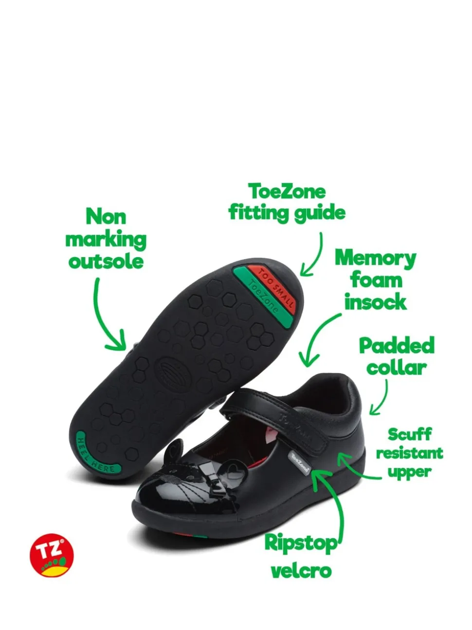 Toezone IDA Shoes With Pretty Mouse Novelty Detail Super Cool for School