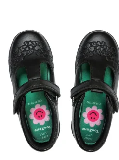 ToeZone Kat Flower School Shoes: Stylish design
