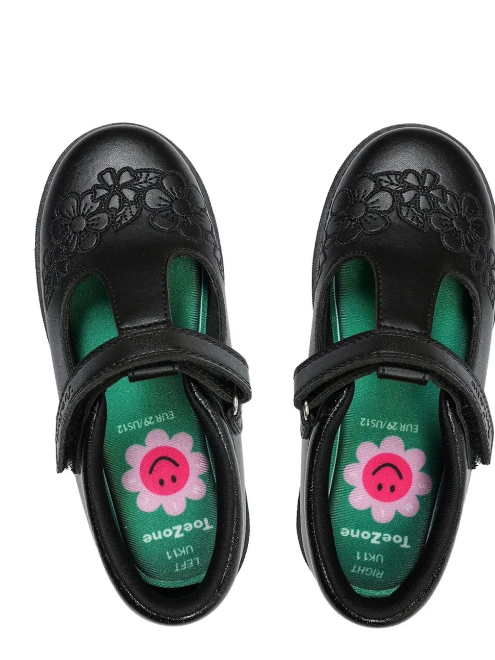 ToeZone Kat Flower School Shoes: Stylish design
