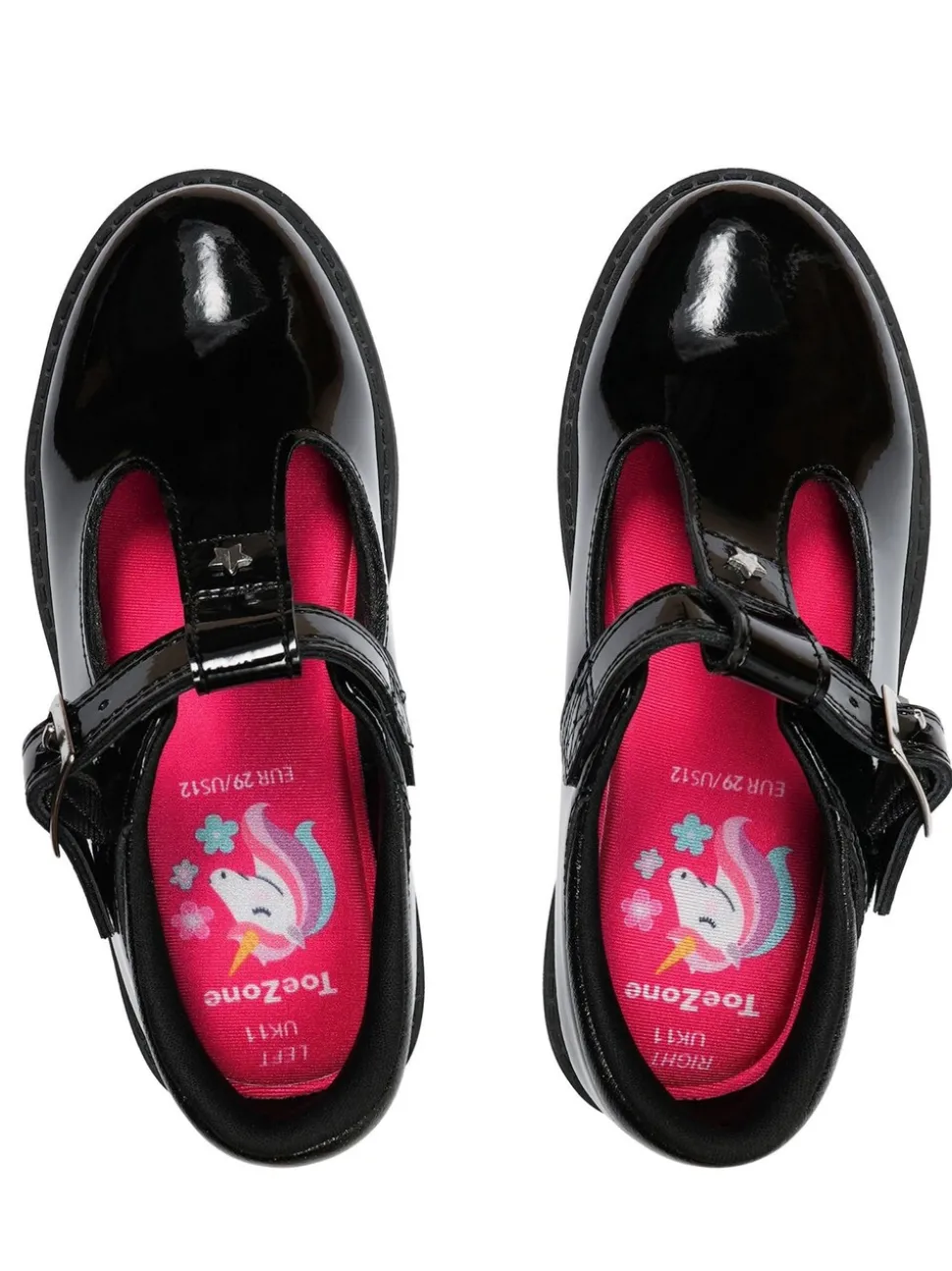 Toezone Pia Patent T-Bar Flower School Shoes