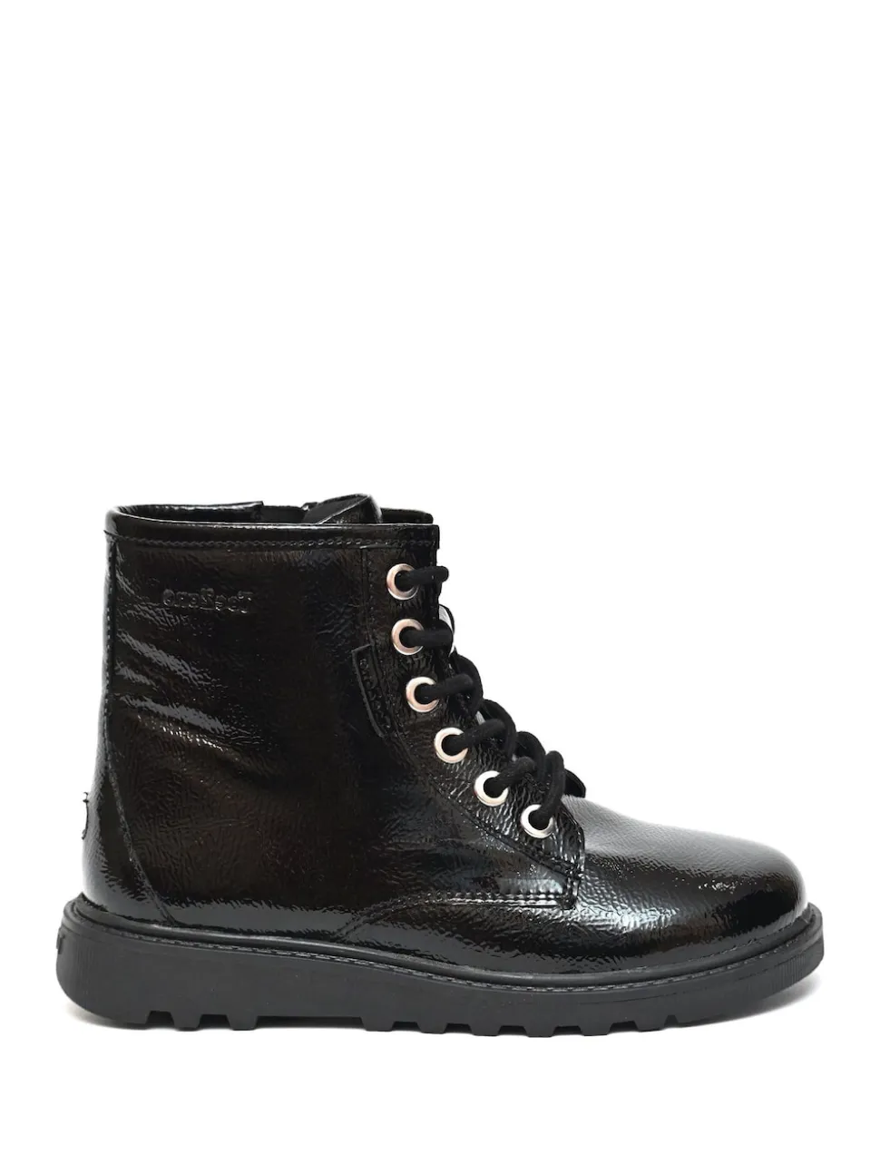 ToeZone Abby Girls Patent Leather Ortholite Ankle Black Boots