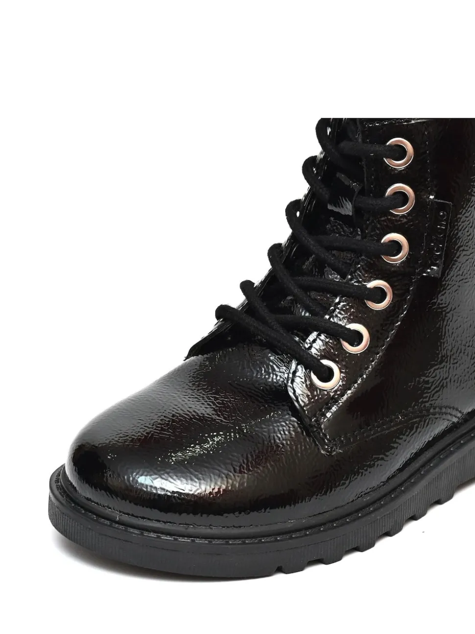 ToeZone Abby Girls Patent Leather Ortholite Ankle Black Boots