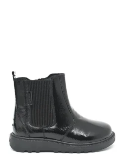 ToeZone Amara Girls Patent Leather Gusset and Zip Black Boots
