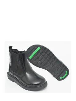 ToeZone Amara Girls Patent Leather Gusset and Zip Black Boots