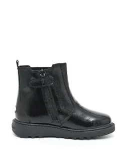 ToeZone Amara Girls Patent Leather Gusset and Zip Black Boots