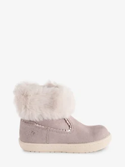 Toezone Girls Faith Suede Leather Faux Fur Zip Boots