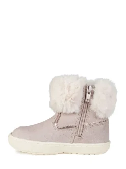 Toezone Girls Faith Suede Leather Faux Fur Zip Boots