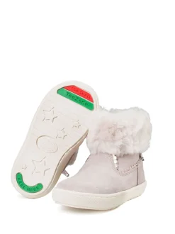 Toezone Girls Faith Suede Leather Faux Fur Zip Boots