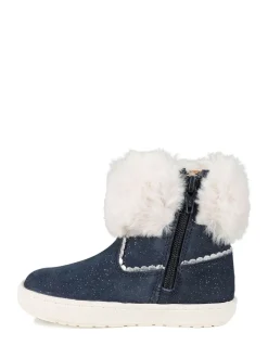 Toezone Girls Faith Suede Leather Faux Fur Zip Boots