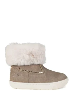 Toezone Girls Faith Suede Leather Faux Fur Zip Boots