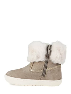 Toezone Girls Faith Suede Leather Faux Fur Zip Boots