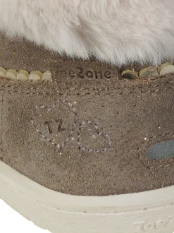 Toezone Girls Faith Suede Leather Faux Fur Zip Boots