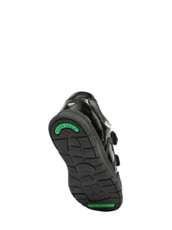 ToeZone Girls Isla Patent Heart Rip Tape School Black Shoes