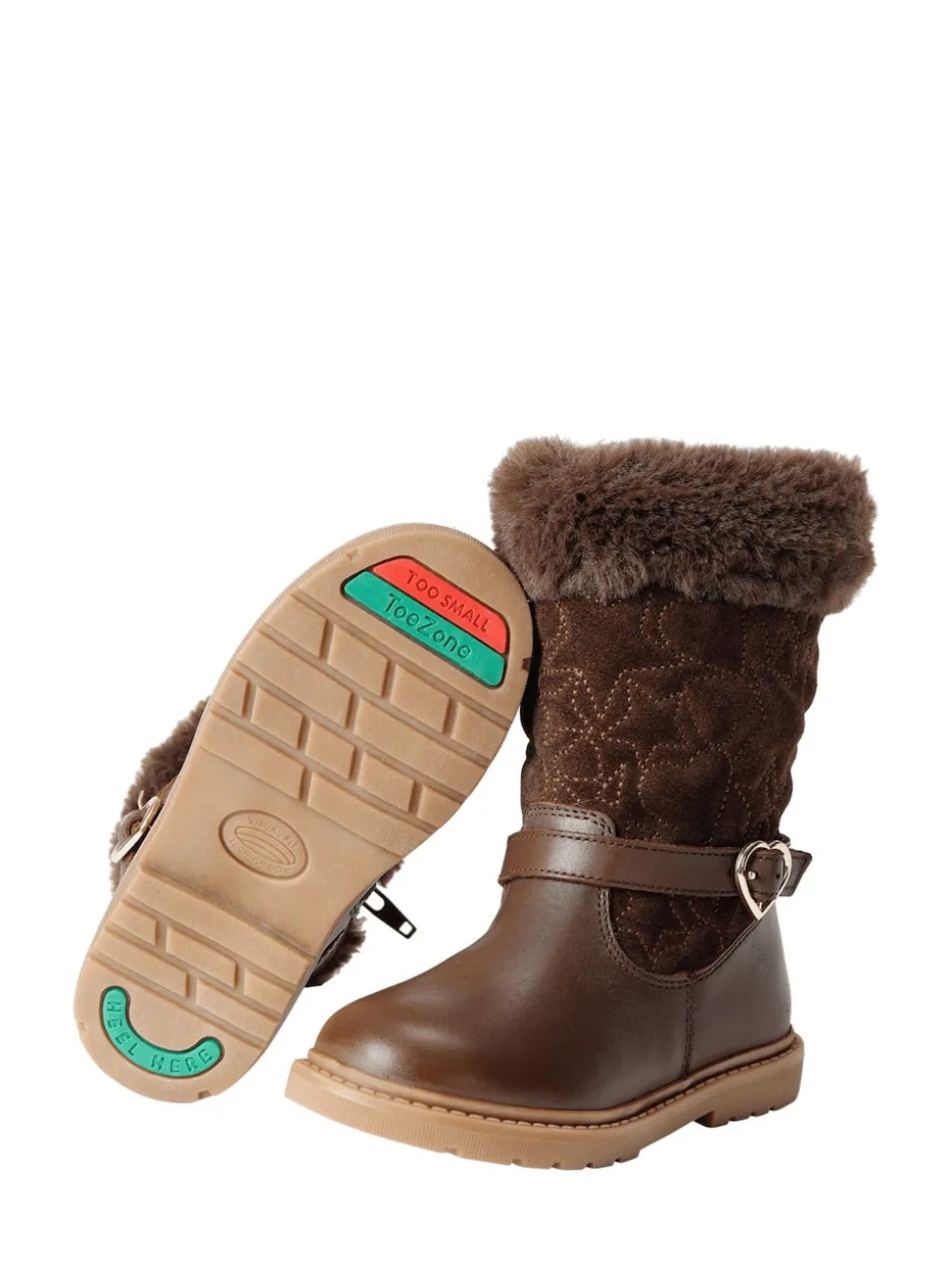 ToeZone Girls Sara Fur Warm Winter Brown Boots