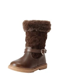 ToeZone Girls Sara Fur Warm Winter Brown Boots