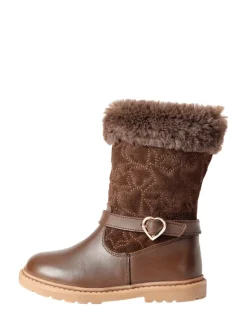 ToeZone Girls Sara Fur Warm Winter Brown Boots
