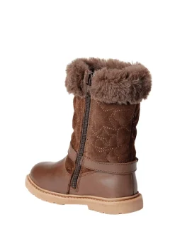 ToeZone Girls Sara Fur Warm Winter Brown Boots