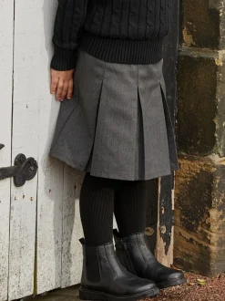 ToeZone Lily Girls Leather Gusset and Zip Ankle Black Boots