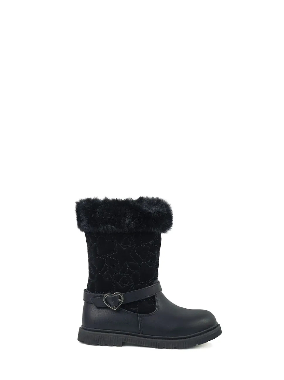 Toezone Lumi Faux Fur Zip Heart Buckle Boots