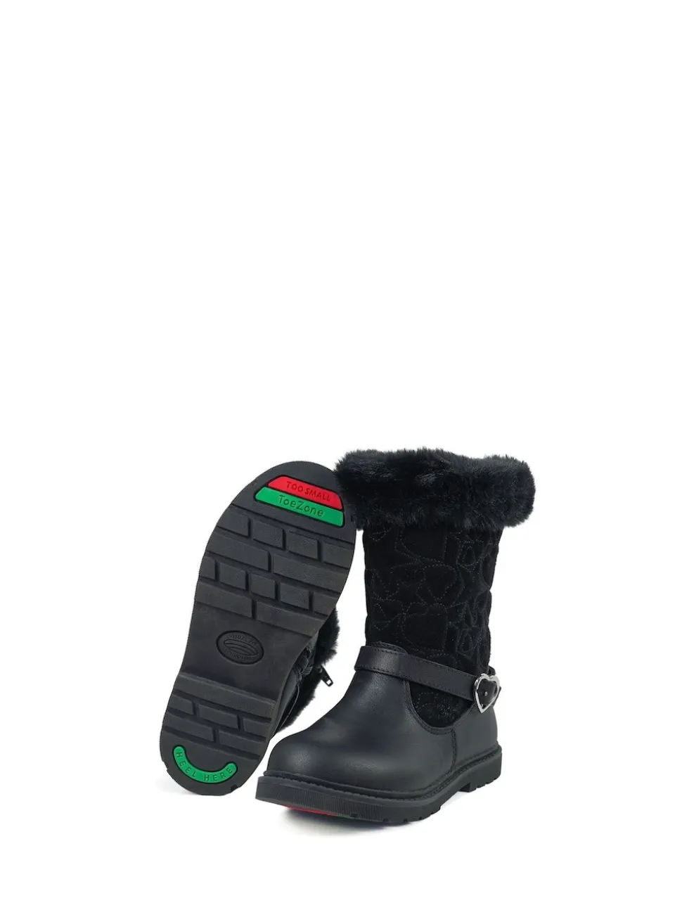 Toezone Lumi Faux Fur Zip Heart Buckle Boots
