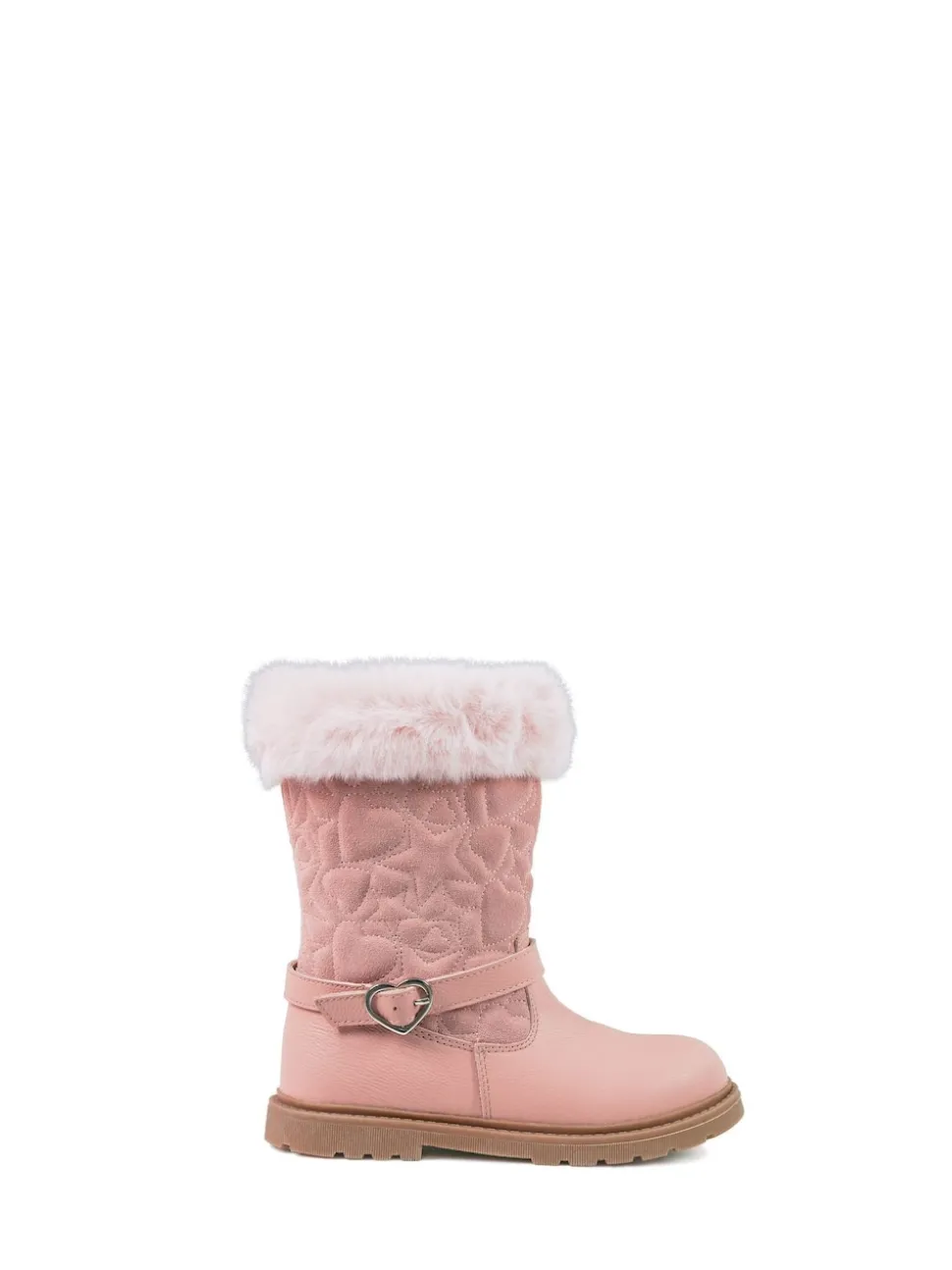 Toezone Lumi Faux Fur Zip Heart Buckle Boots