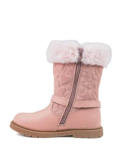 Toezone Lumi Faux Fur Zip Heart Buckle Boots