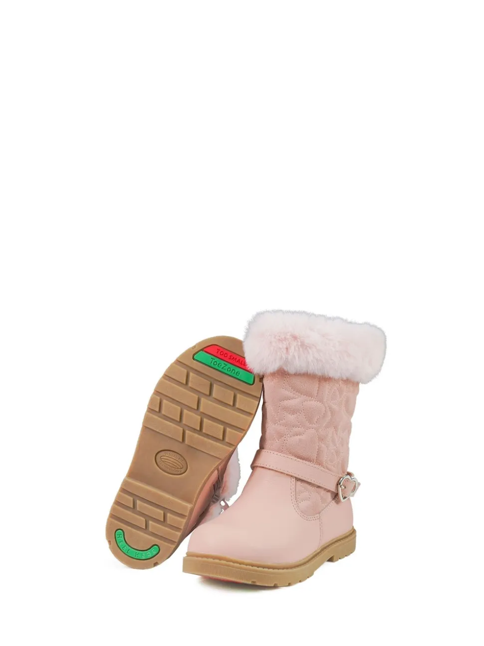 Toezone Lumi Faux Fur Zip Heart Buckle Boots