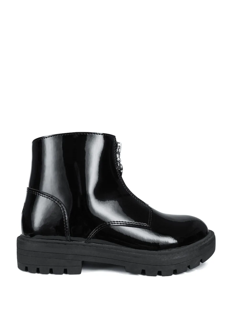 ToeZone Lydia Girls Patent Leather Zip Black Boots