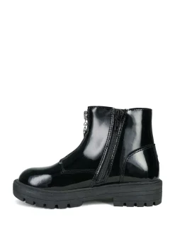 ToeZone Lydia Girls Patent Leather Zip Black Boots