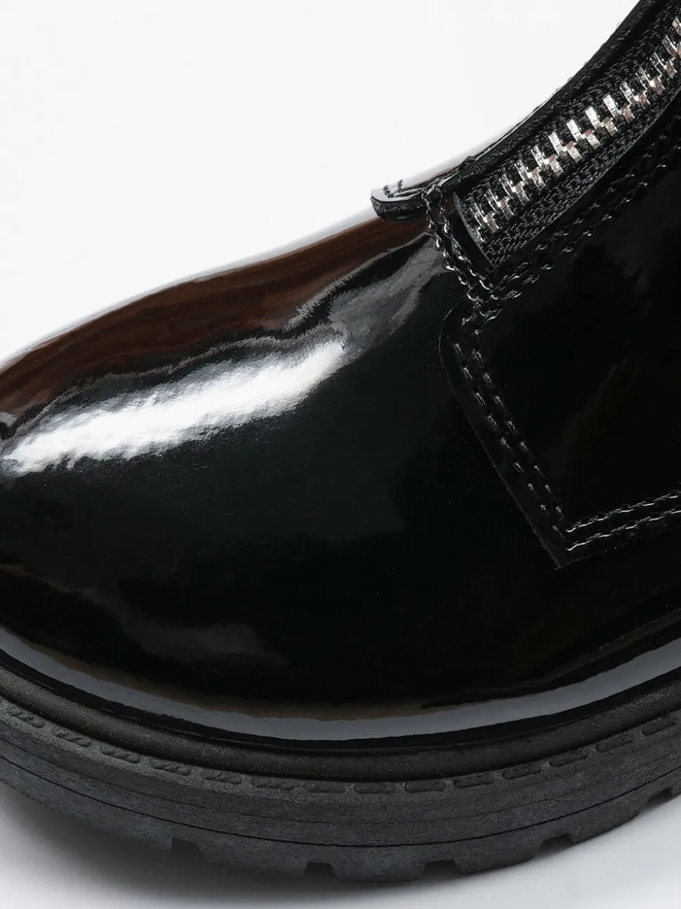 ToeZone Lydia Girls Patent Leather Zip Black Boots