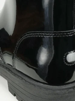ToeZone Lydia Girls Patent Leather Zip Black Boots