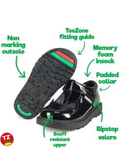 Toezone Millie Unicorn Patent T Bar School Shoes