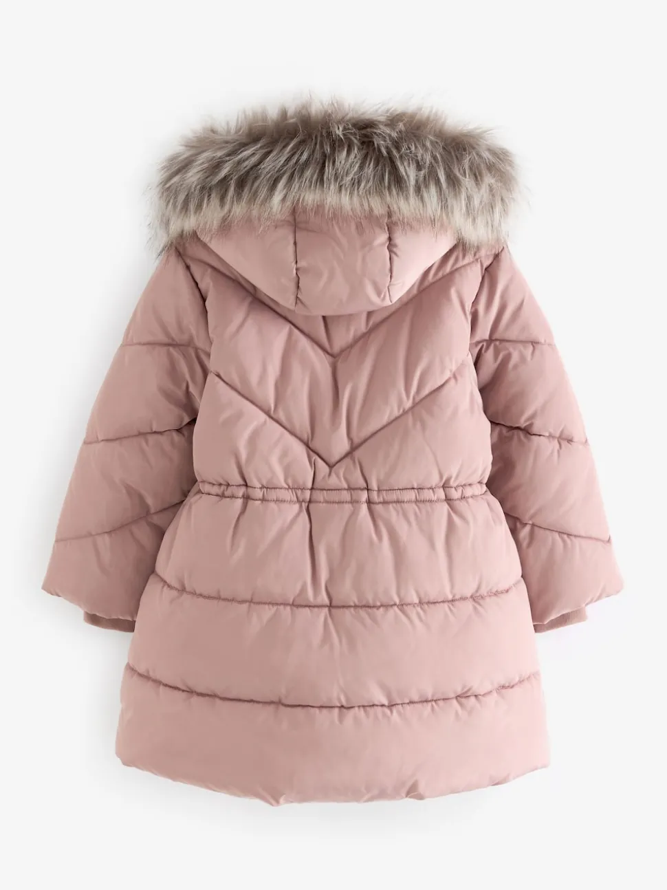 Toffee Pink Shower Resistant Faux Fur Trim Padded Coat (3-16yrs)