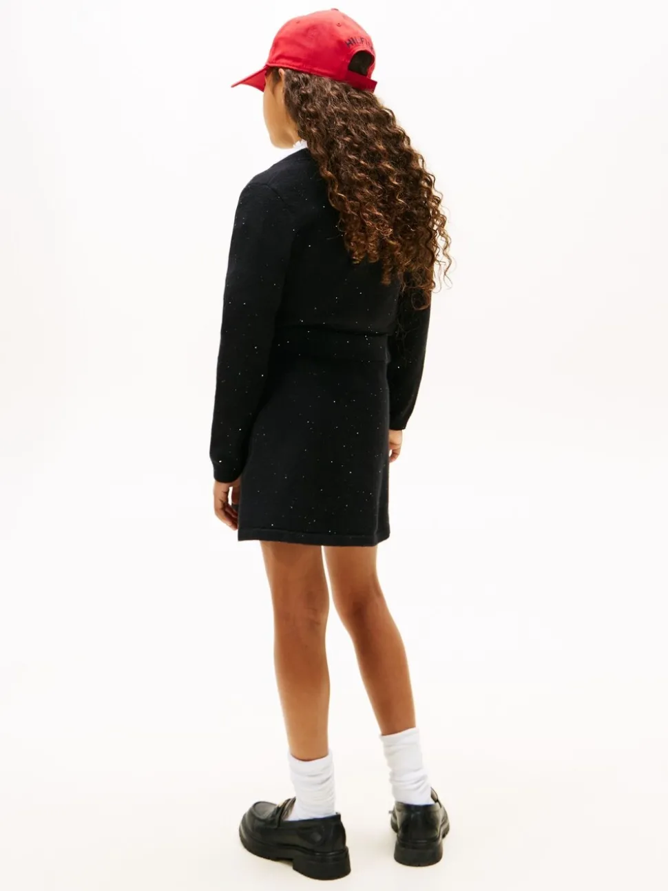 Tommy Hilfiger Black Sequin Rib-Knit A-Line Mini Skirt