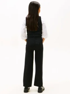 Tommy Hilfiger Black Sequin Wide Leg Drawstring Trousers