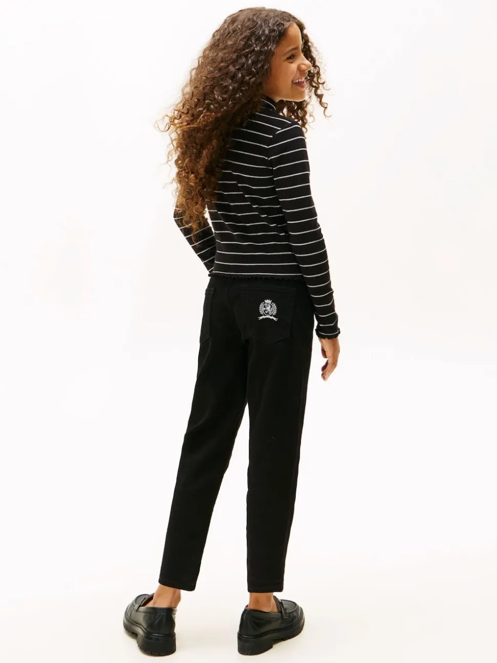 Tommy Hilfiger Black Sparkle Stripe Extra Slim Mock Neck Top