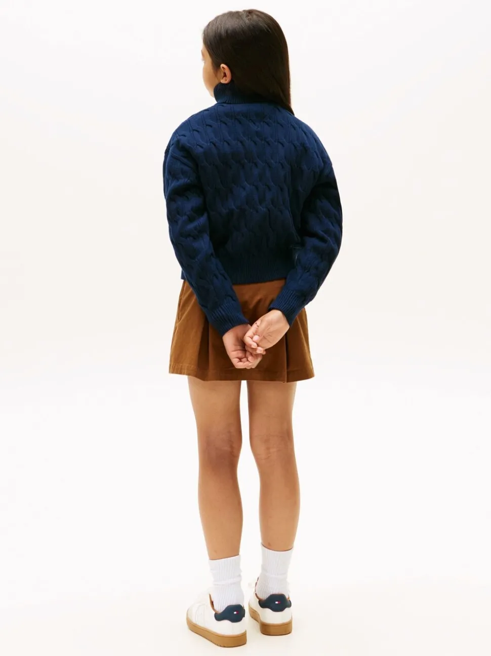Tommy Hilfiger Blue Crest Embroidery Cable Knit Turtleneck Jumper