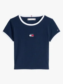Tommy Hilfiger Blue Heritage Flag Ribbed Extra Slim T-Shirt