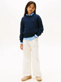 Tommy Hilfiger Blue Relaxed Cable Knit Jumper