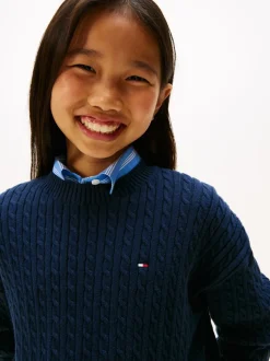 Tommy Hilfiger Blue Relaxed Cable Knit Jumper