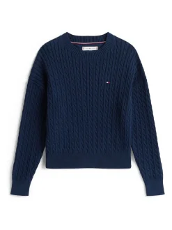 Tommy Hilfiger Blue Relaxed Cable Knit Jumper