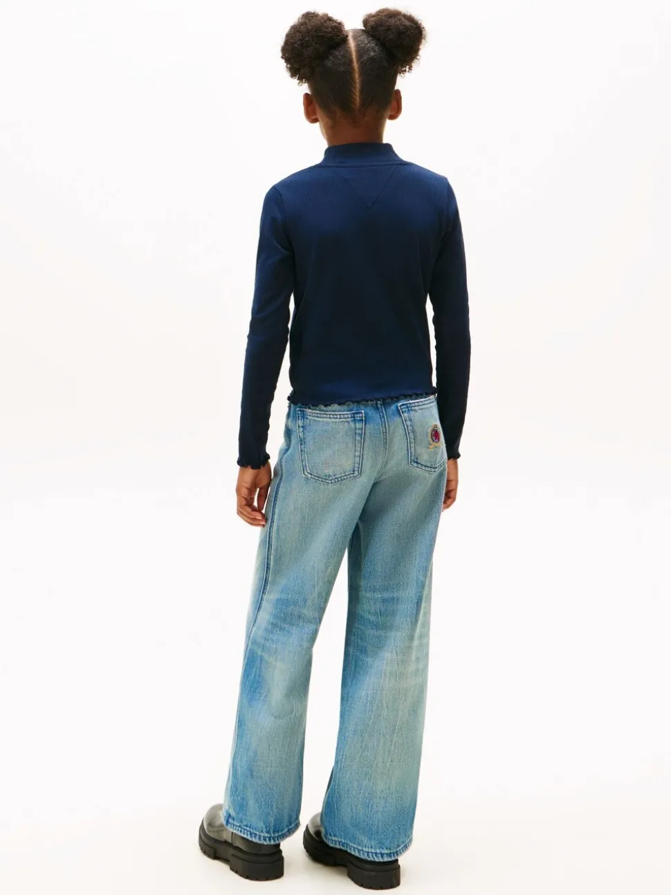 Tommy Hilfiger Blue Ribbed Extra Slim Mock Neck Top