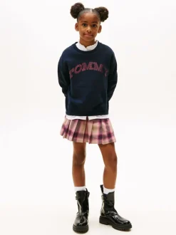 Tommy Hilfiger Brown Pleated Flannel Check Mini Skirt