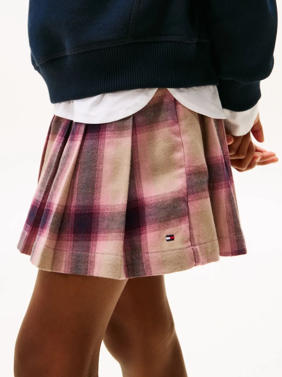 Tommy Hilfiger Brown Pleated Flannel Check Mini Skirt