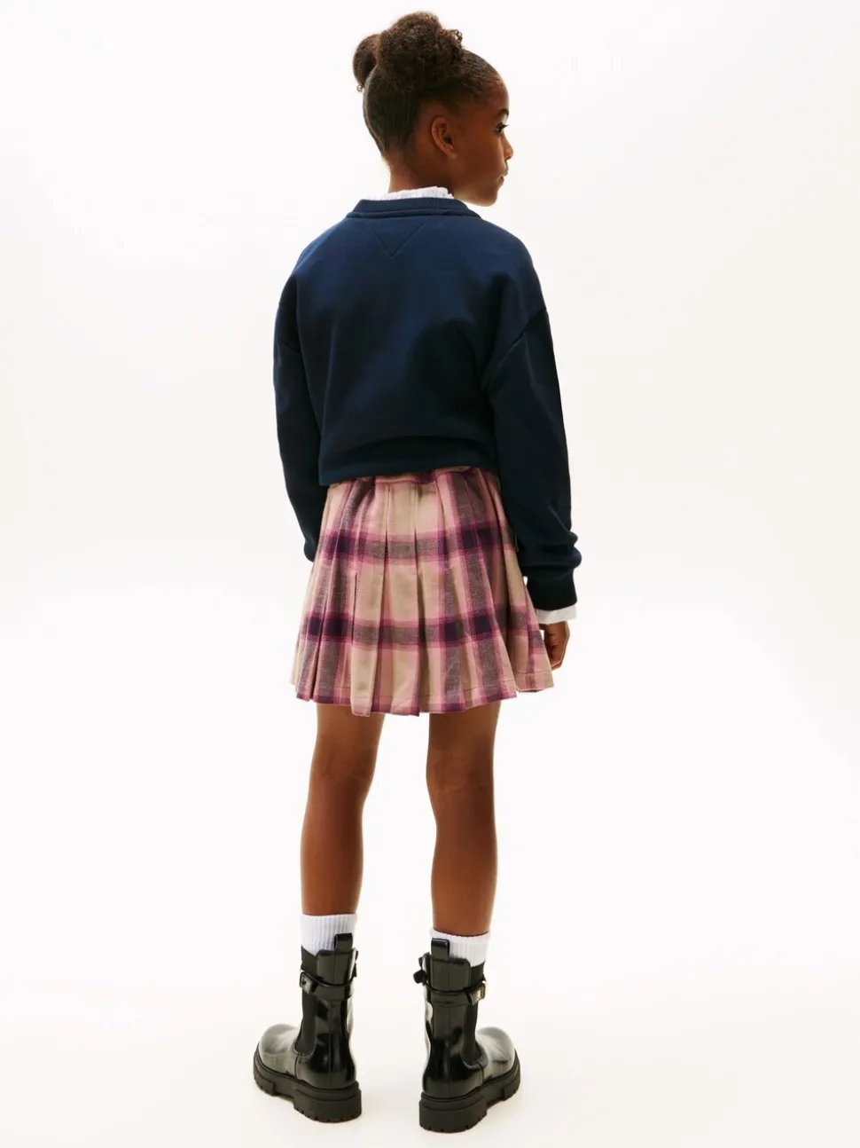 Tommy Hilfiger Brown Pleated Flannel Check Mini Skirt