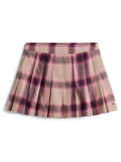 Tommy Hilfiger Brown Pleated Flannel Check Mini Skirt