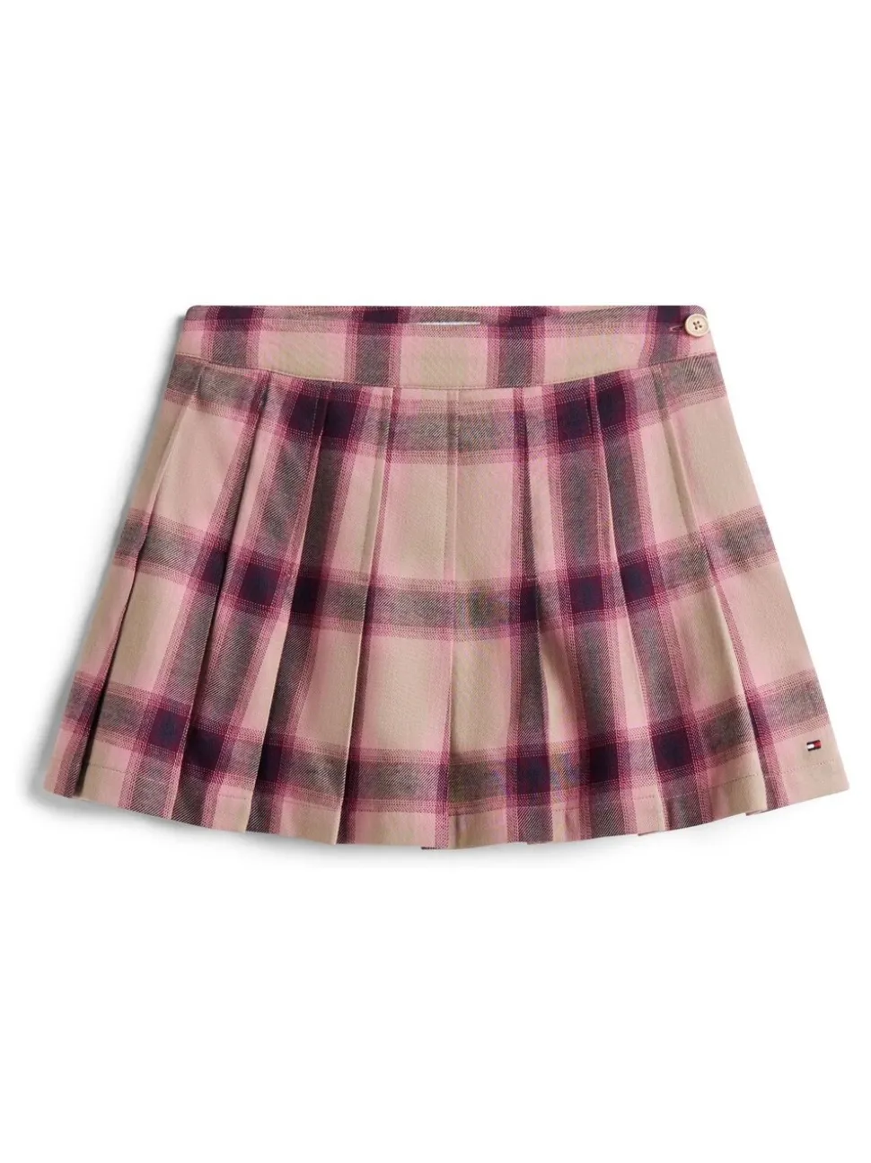 Tommy Hilfiger Brown Pleated Flannel Check Mini Skirt