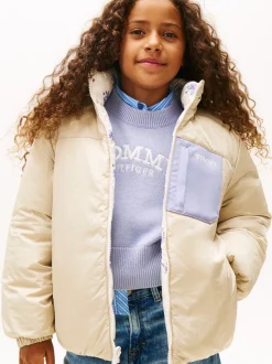Tommy Hilfiger Cream Floral Print Reversible Relaxed Puffer Jacket