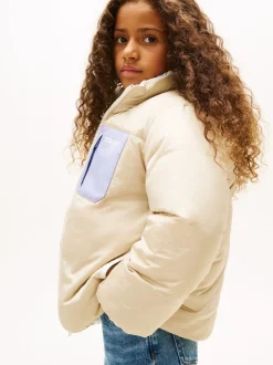 Tommy Hilfiger Cream Floral Print Reversible Relaxed Puffer Jacket